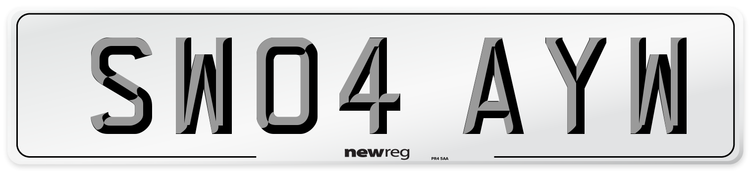 SW04 AYW Number Plate from New Reg